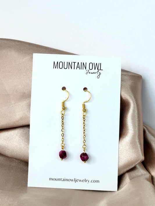 PINK TIGER EYE EARRINGS